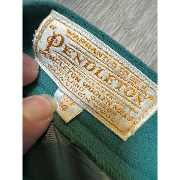 Pendleton Womens Size 14 Wool High-Waisted Green A-Line Skirt - Picture 2 of 9